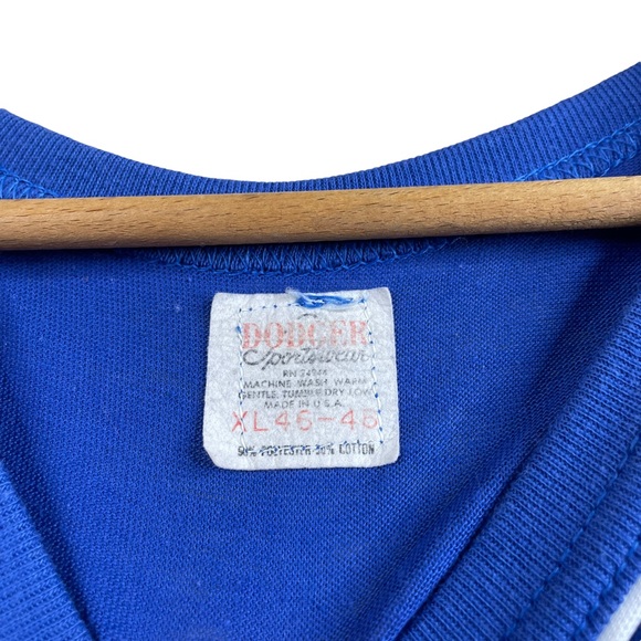 Vintage 70s Poor Boys Dodger Sportswear Blue & White Jersey Style TShirt Size XL - Picture 4 of 8